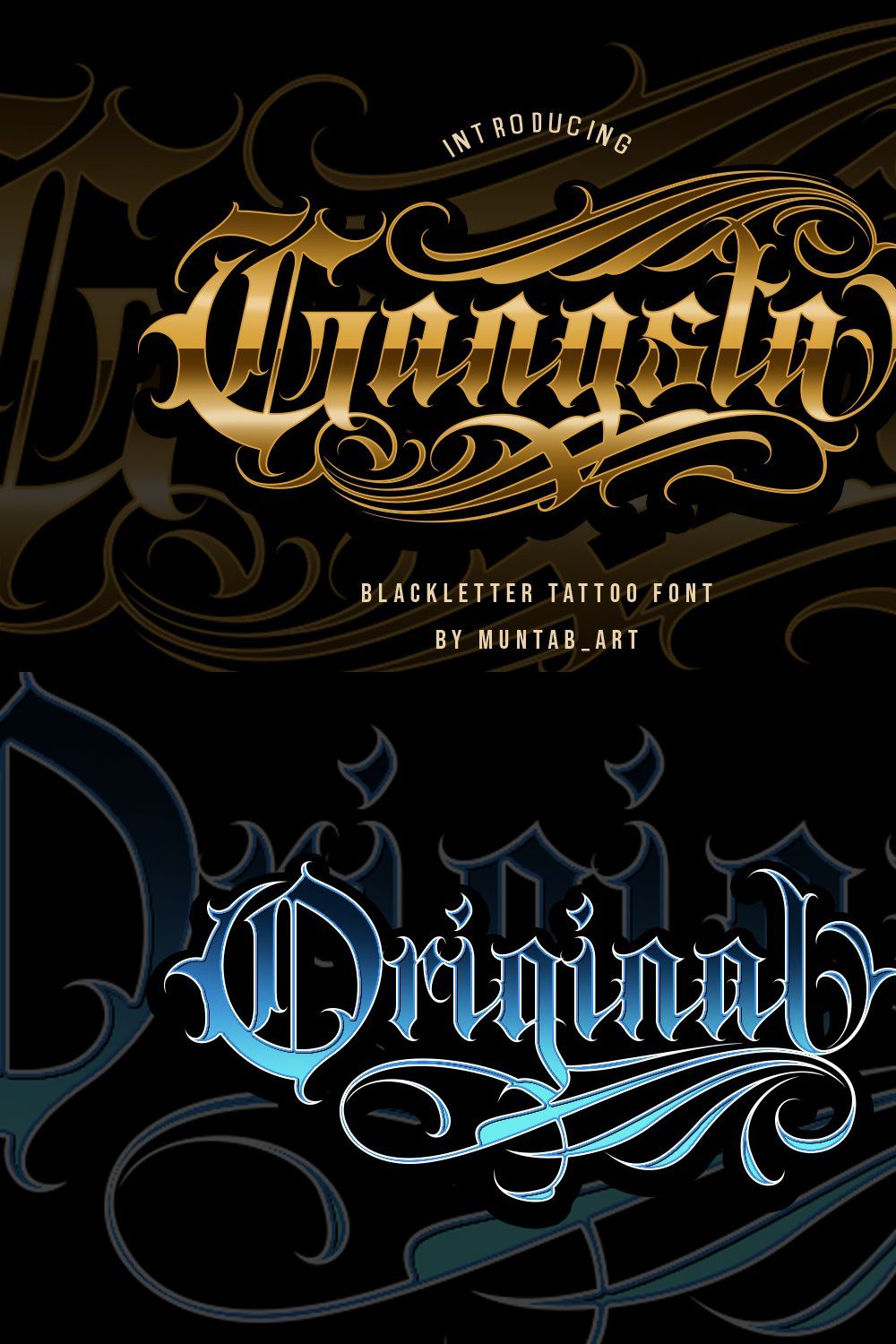 Gangsta Typeface | Tattoo Fonts pinterest preview image.