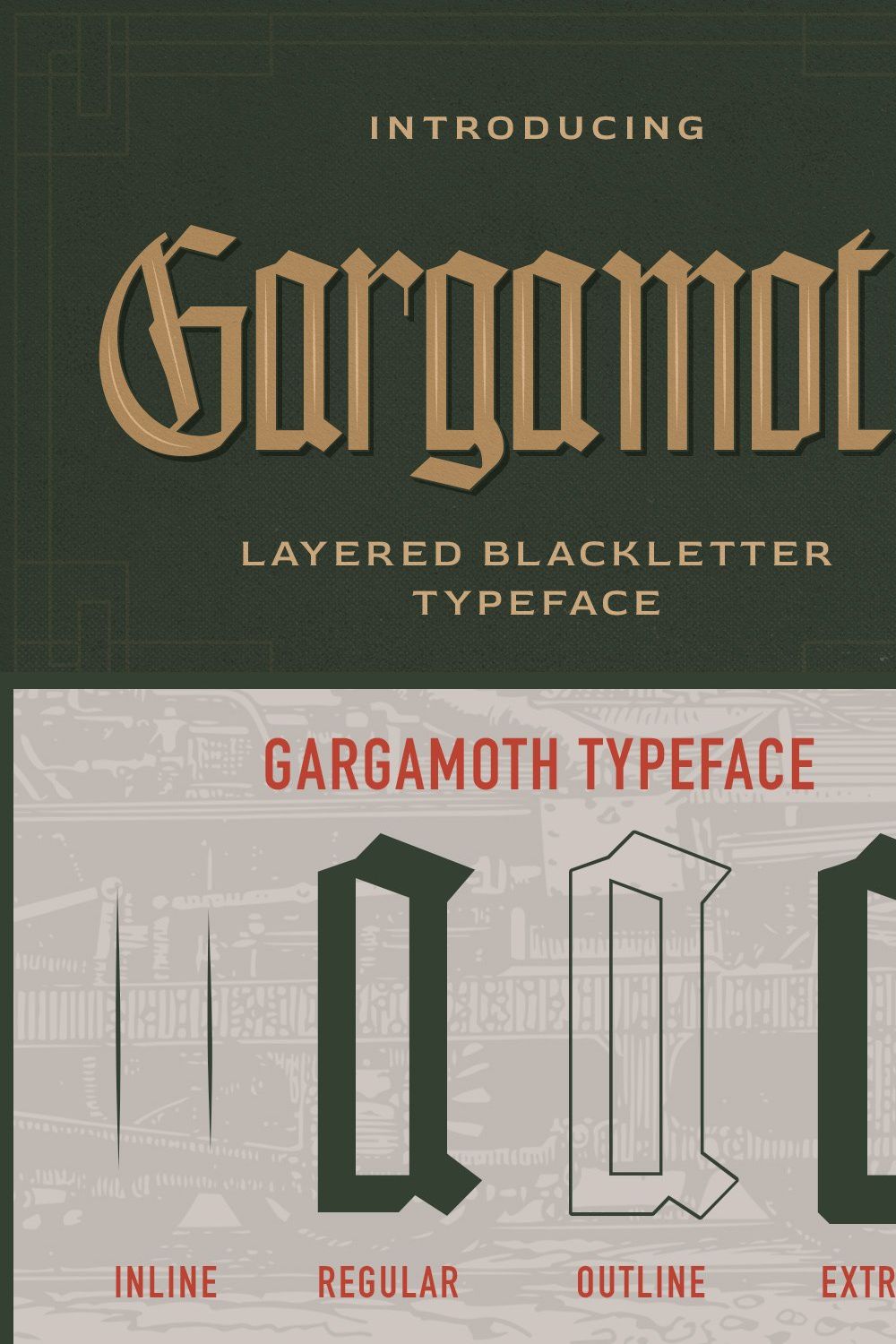 Gargamoth - Blackletter Typeface pinterest preview image.