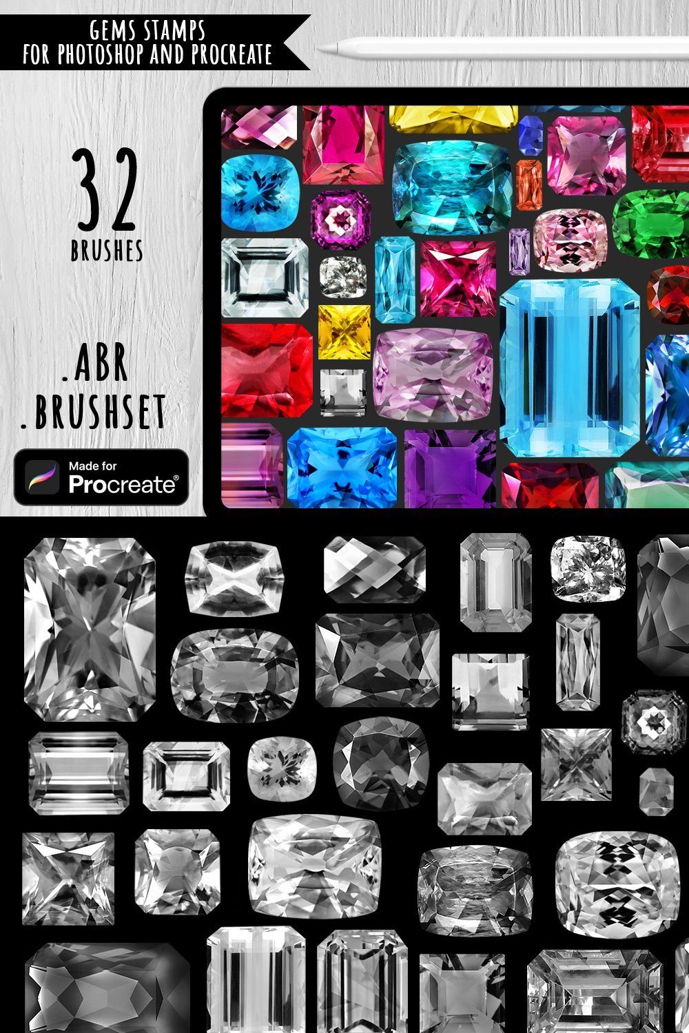 Gems Stamp Brushes pinterest preview image.