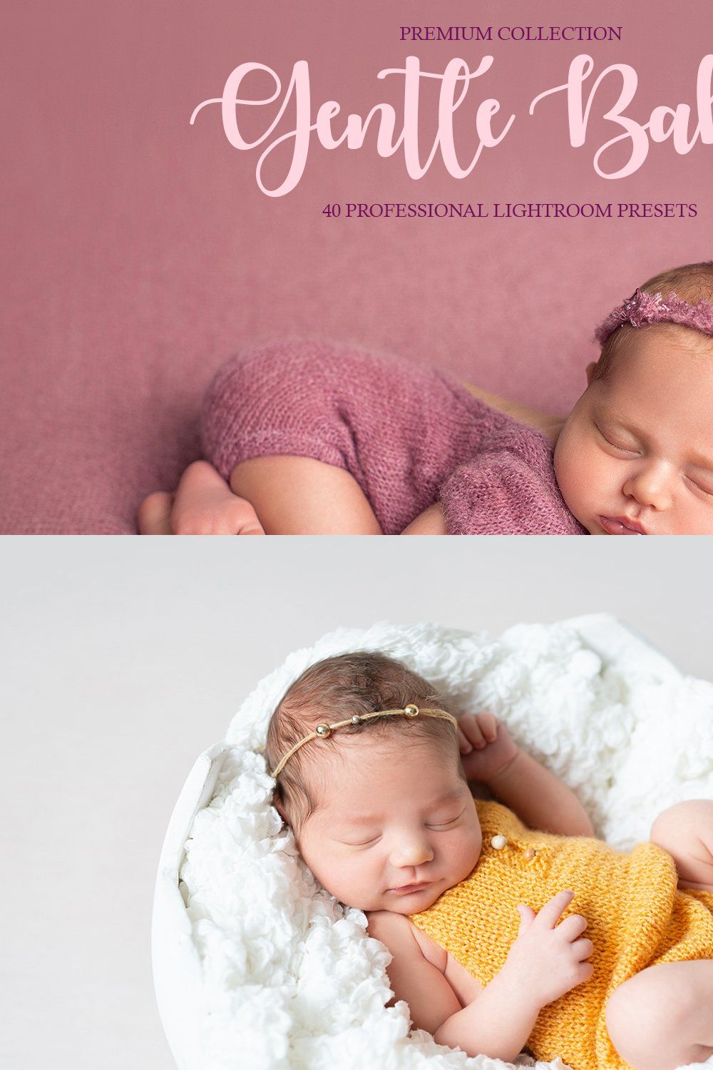 Gentle Baby Presets for Lightroom pinterest preview image.