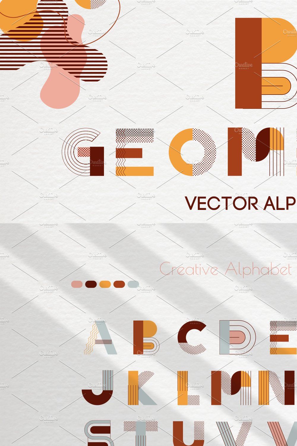 Geometric Alphabet - BOHO abstract pinterest preview image.
