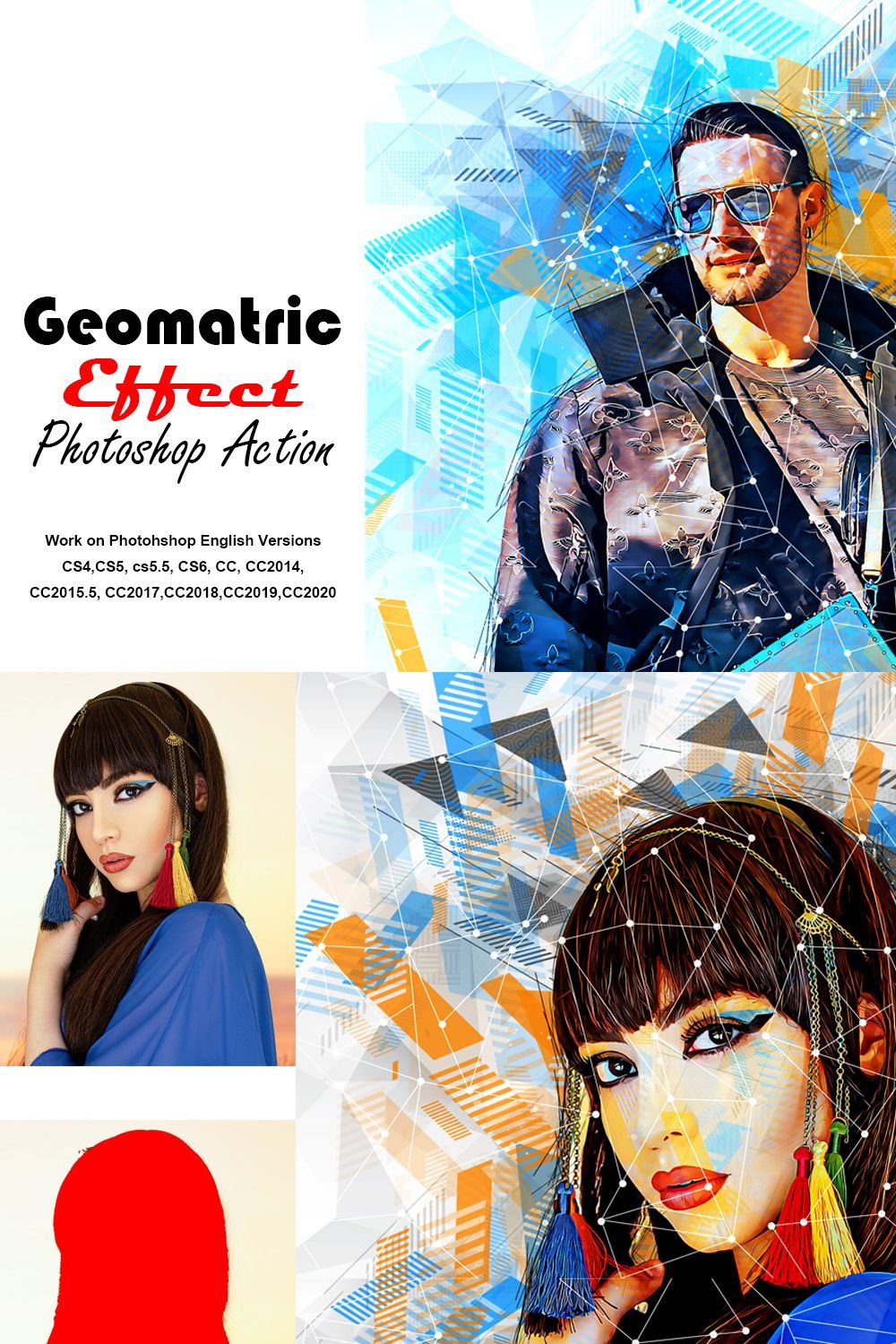 Geometric Effect Photoshop Action pinterest preview image.