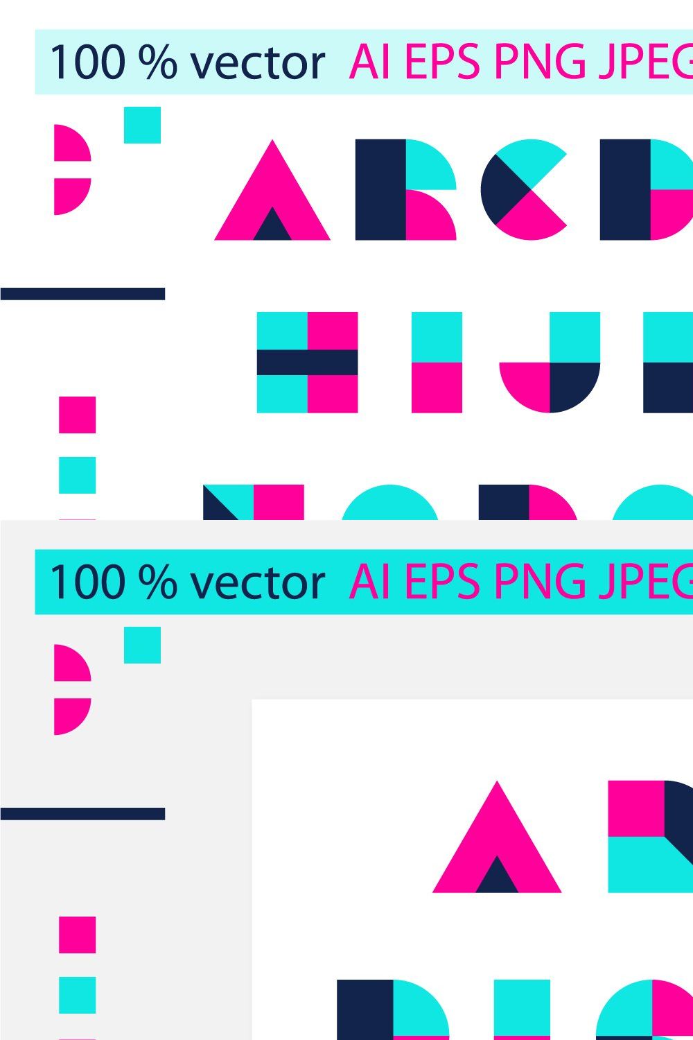 Geometric Font pinterest preview image.