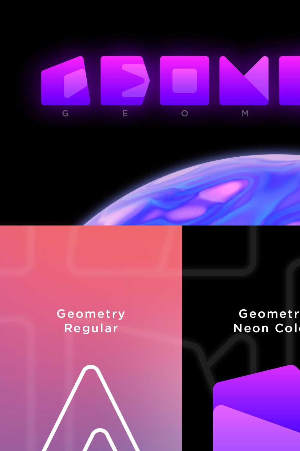 Geometry Neon Color Font pinterest preview image.