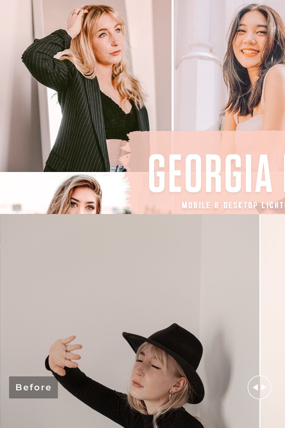 Georgia Peach Pro Lightroom Presets pinterest preview image.