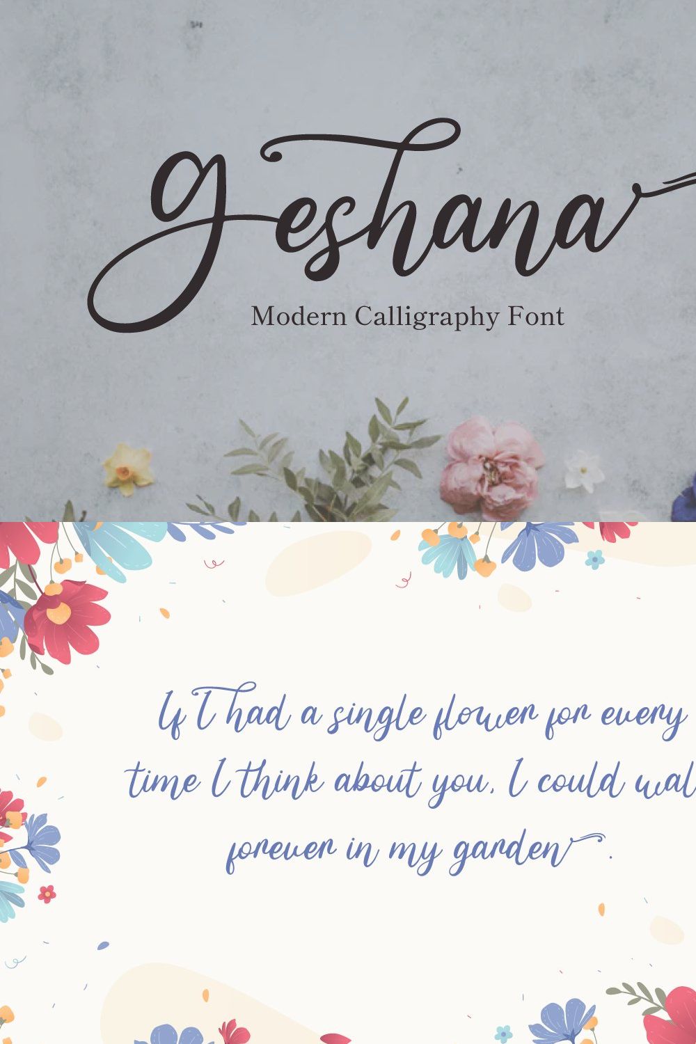 Geshana - Calligraphy Font pinterest preview image.