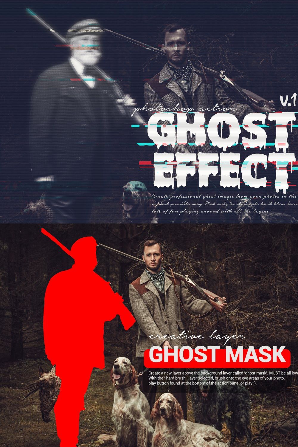 Ghost Effect Photoshop Action pinterest preview image.