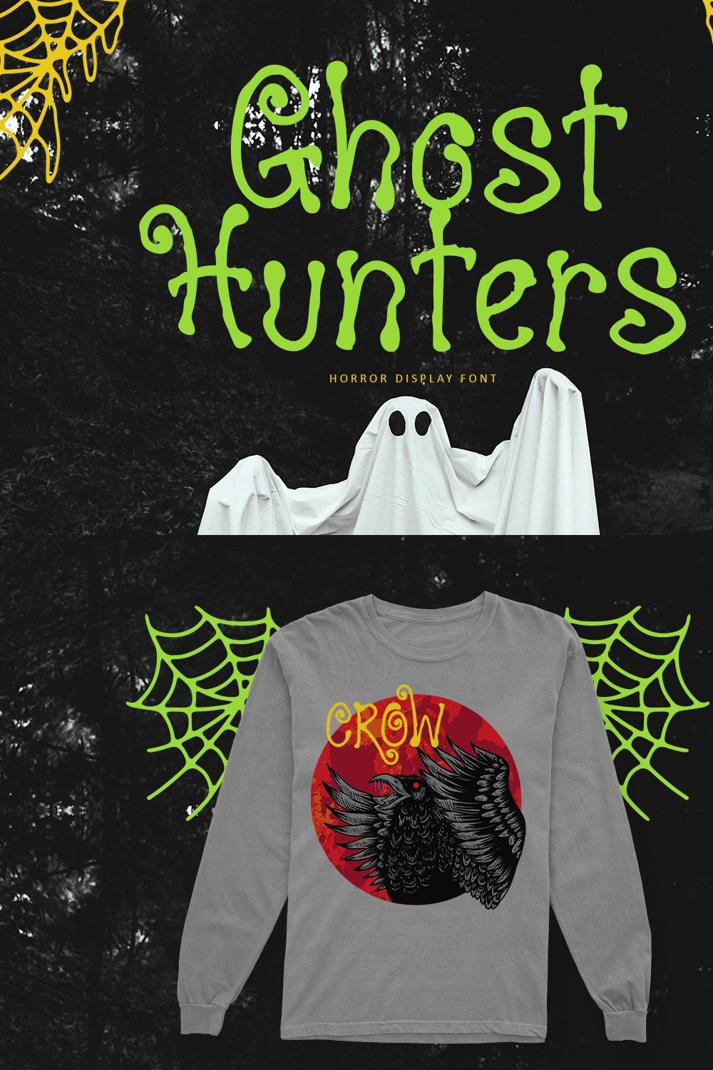Ghost Hunters - Spooky Display Font pinterest preview image.