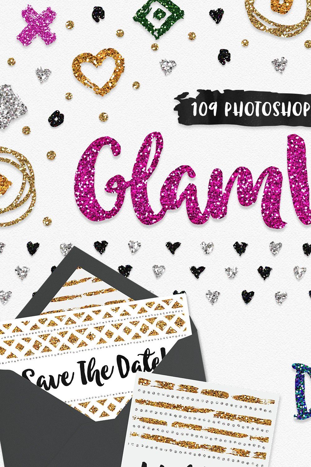 GlamWow - Glitter Kit For Photoshop pinterest preview image.