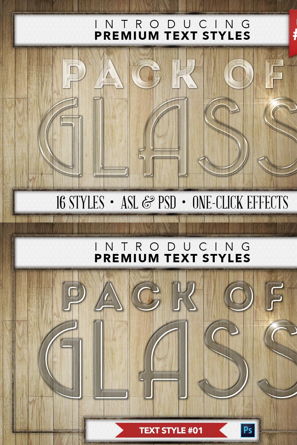 Glass #1 - 16 Text Styles pinterest preview image.