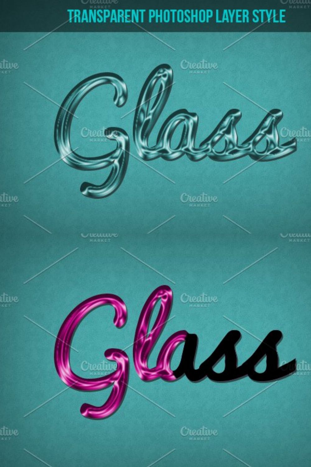 Glass Effect Photoshop Layer Style pinterest preview image.