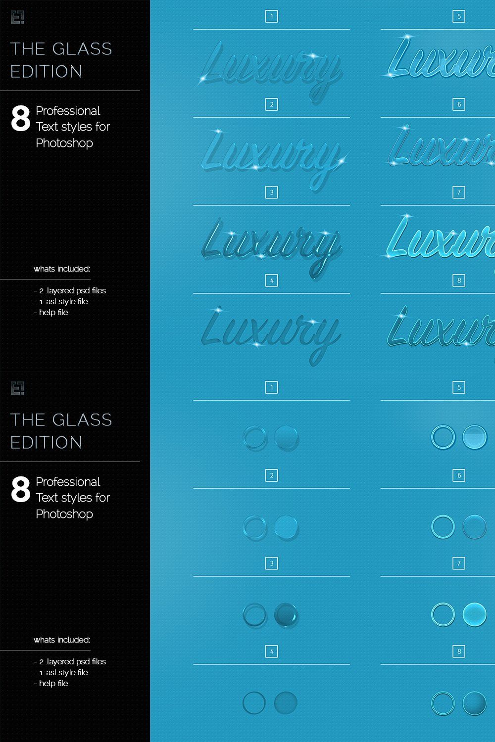 Glass Photoshop Layer Styles pinterest preview image.