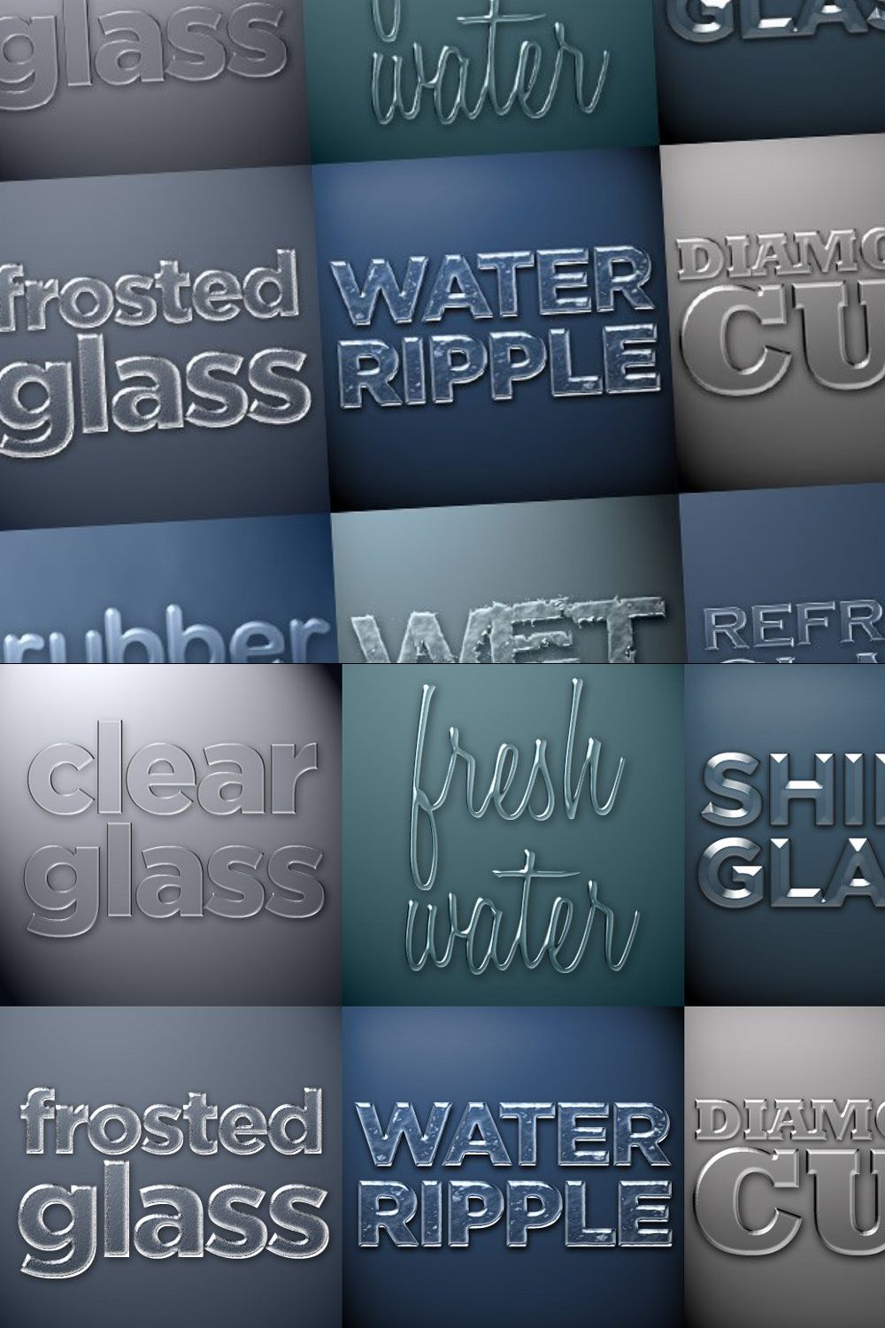 Glass & Water Photoshop Styles Pack pinterest preview image.
