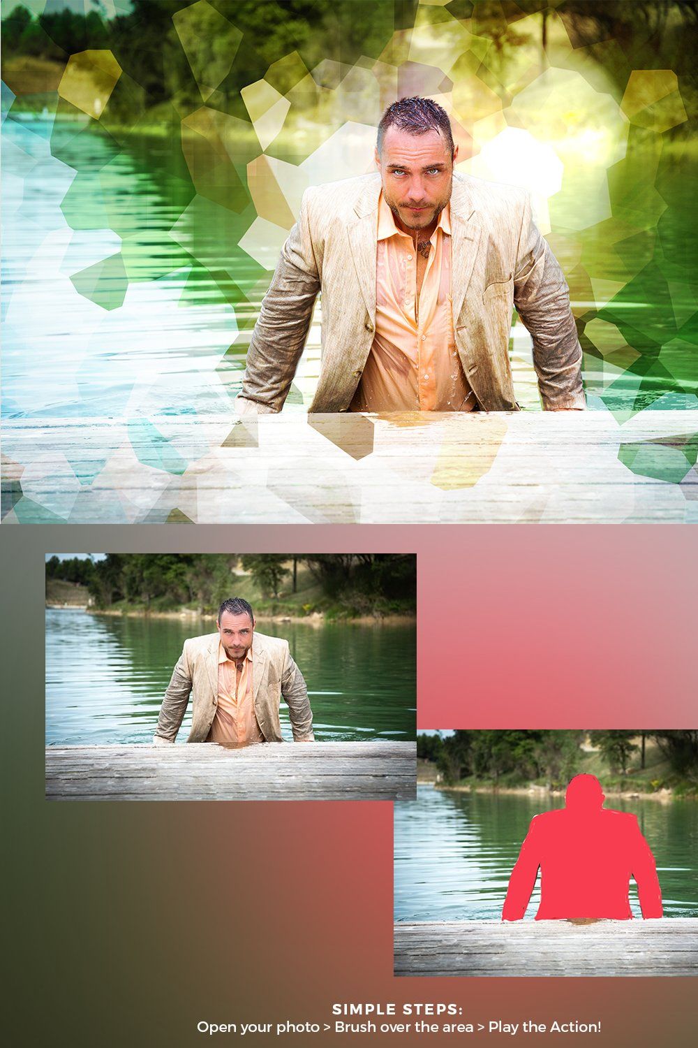Glassy Photoshop Action pinterest preview image.