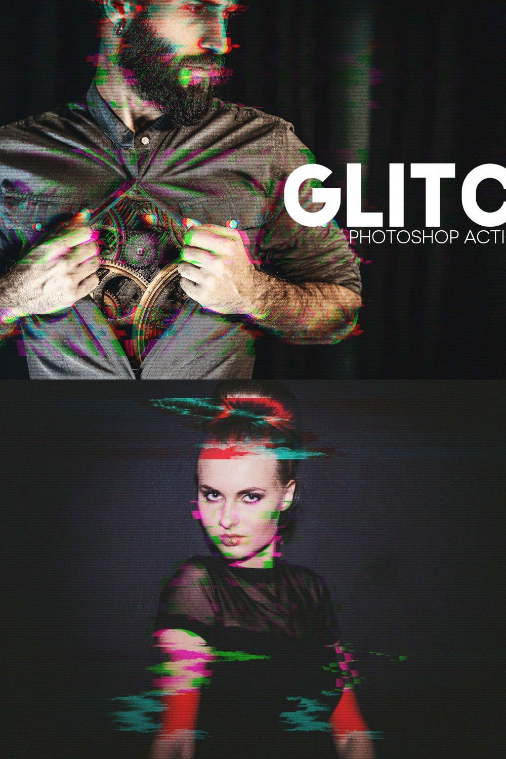 Glitch Photoshop PSD Actions Ver. 2 pinterest preview image.