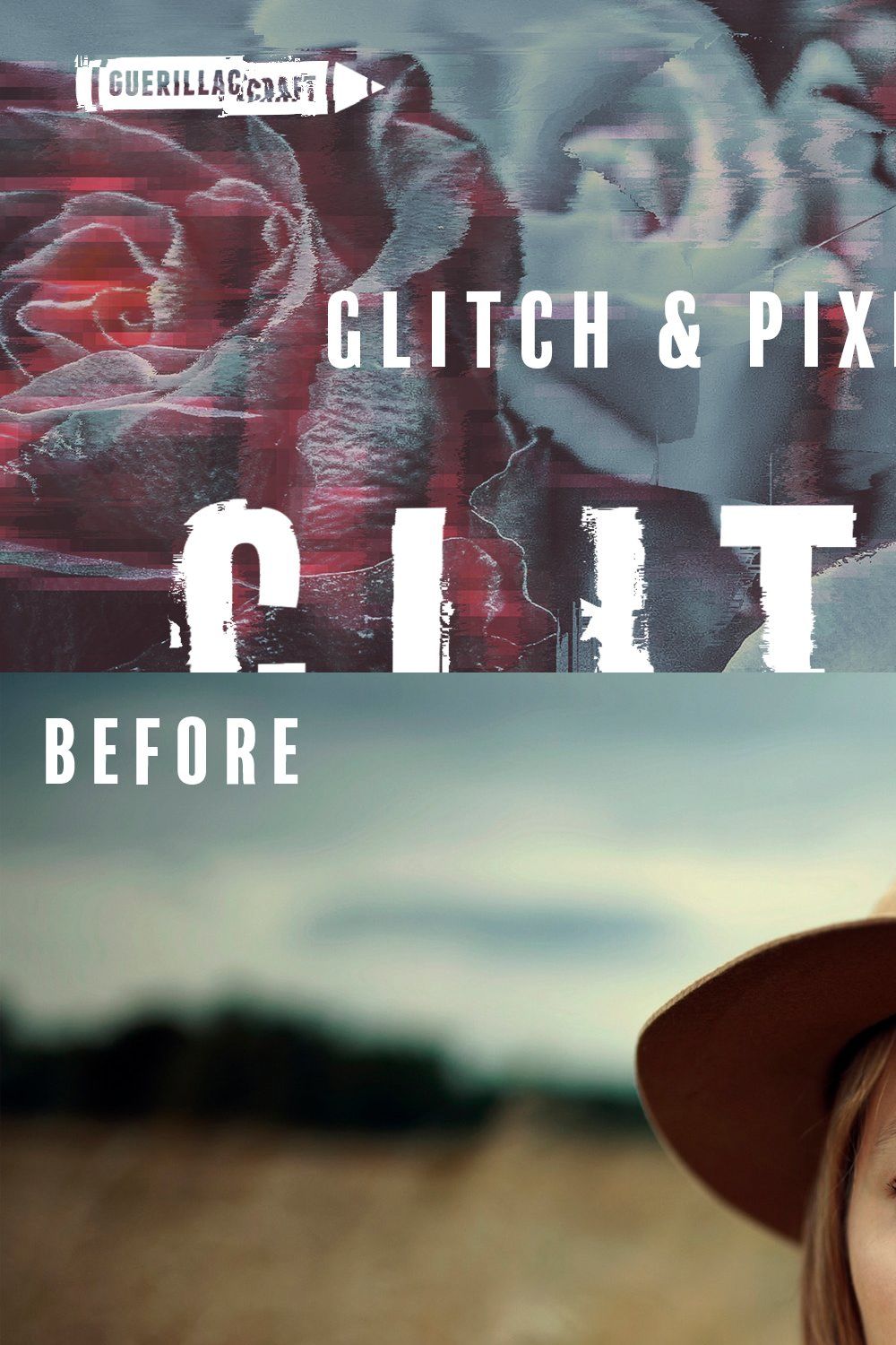 Glitchery for Adobe Photoshop pinterest preview image.