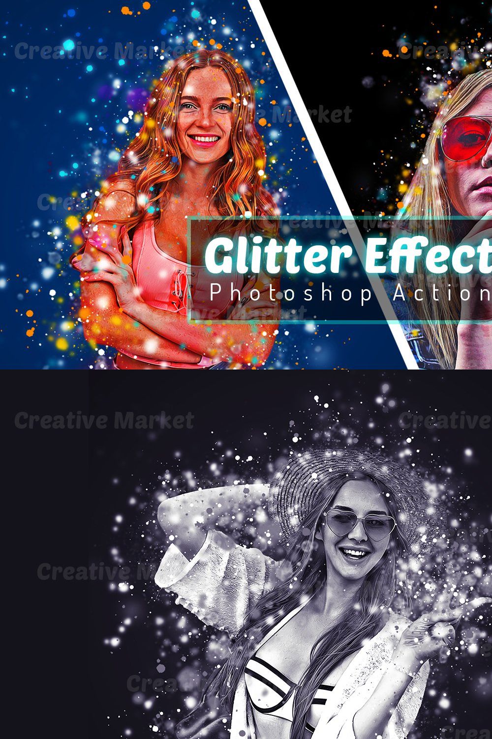 Glitter Effect Photoshop Action pinterest preview image.