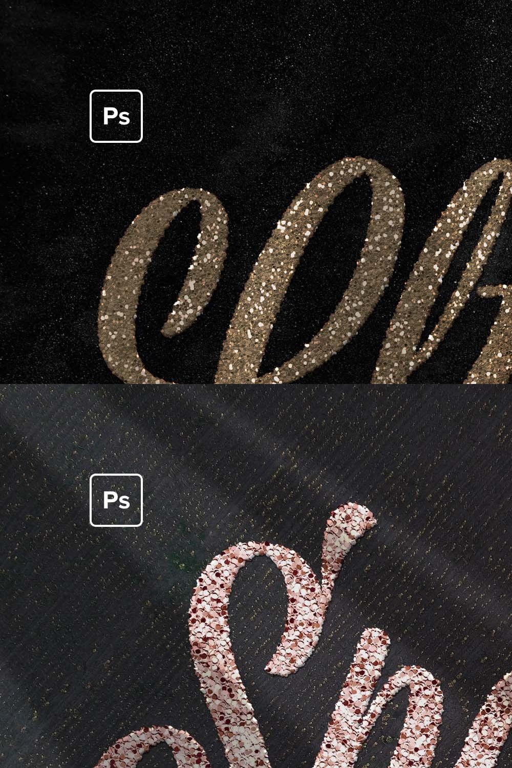 Glitter Photoshop Text Effects Pack pinterest preview image.
