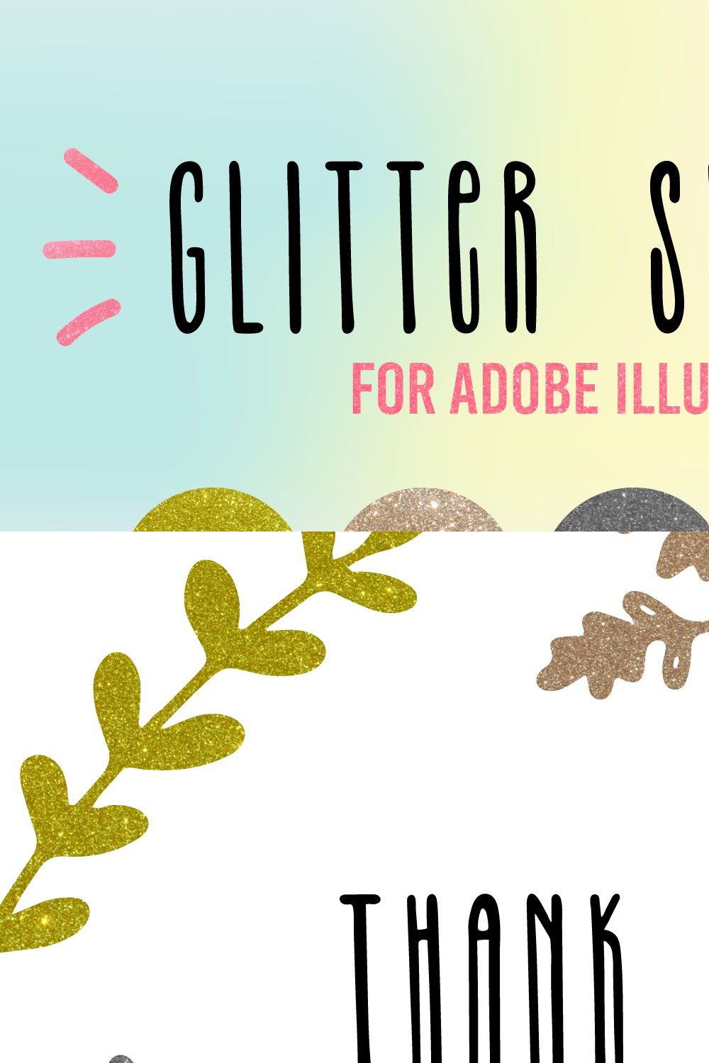 Glitter sparkling swatches for AI CC pinterest preview image.