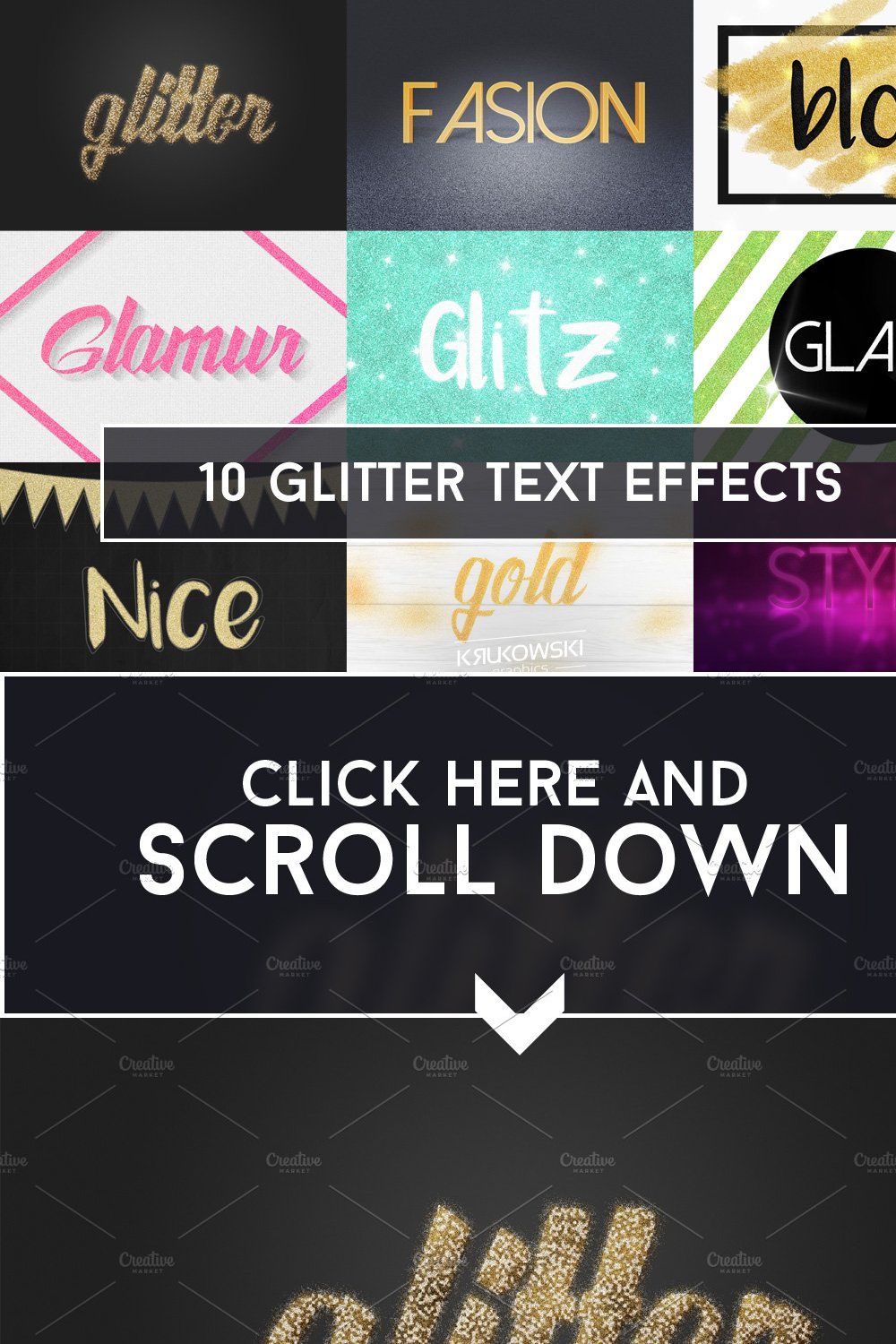 Glitter Text Effect pinterest preview image.