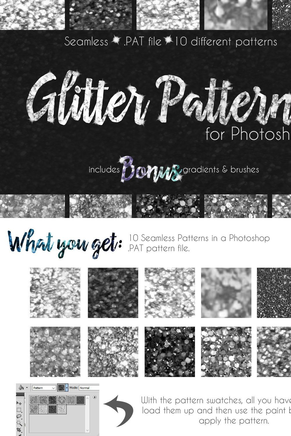 Glitter Texture Patterns Photoshop pinterest preview image.