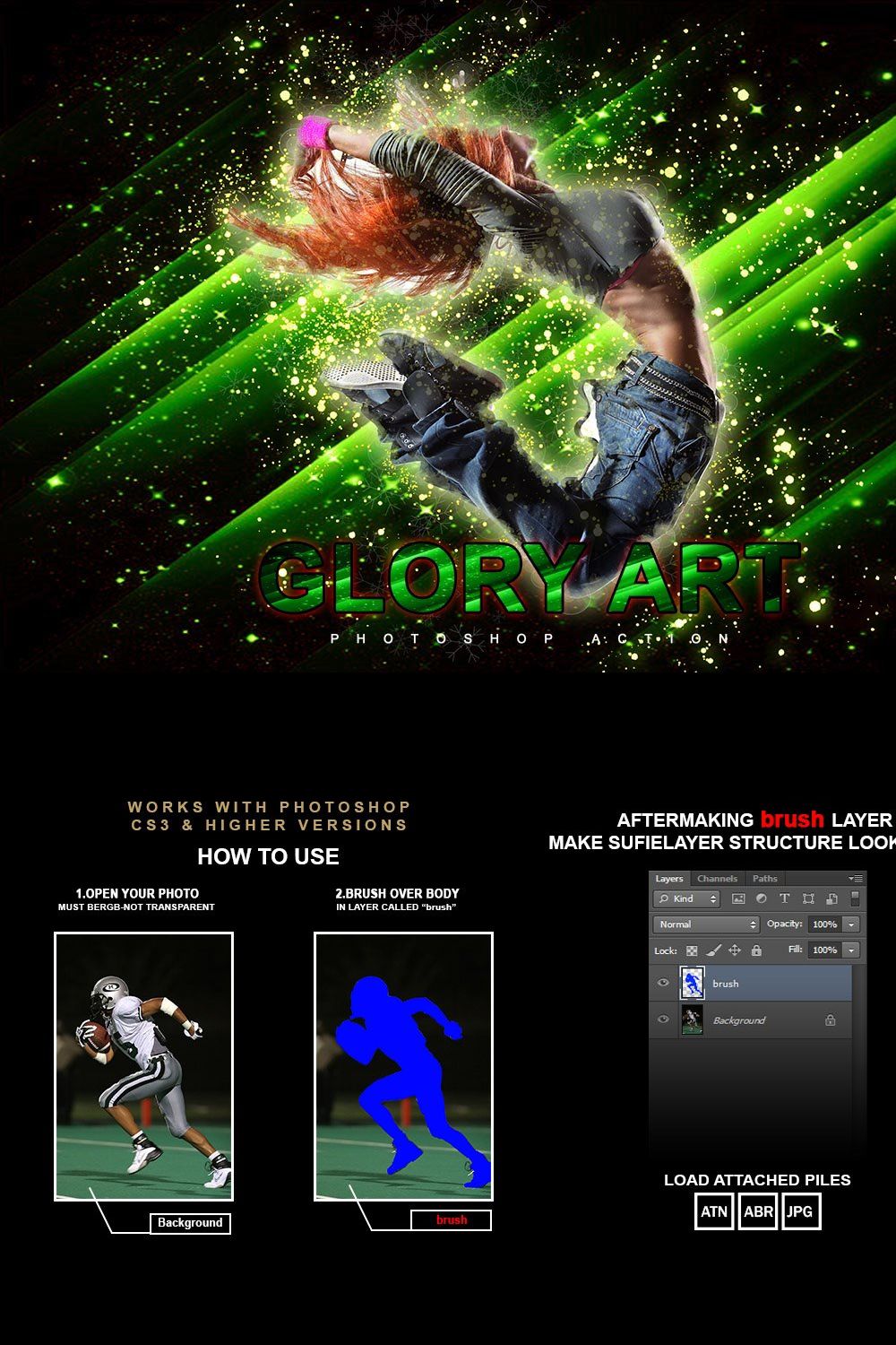 Glory Art Photoshop Action pinterest preview image.