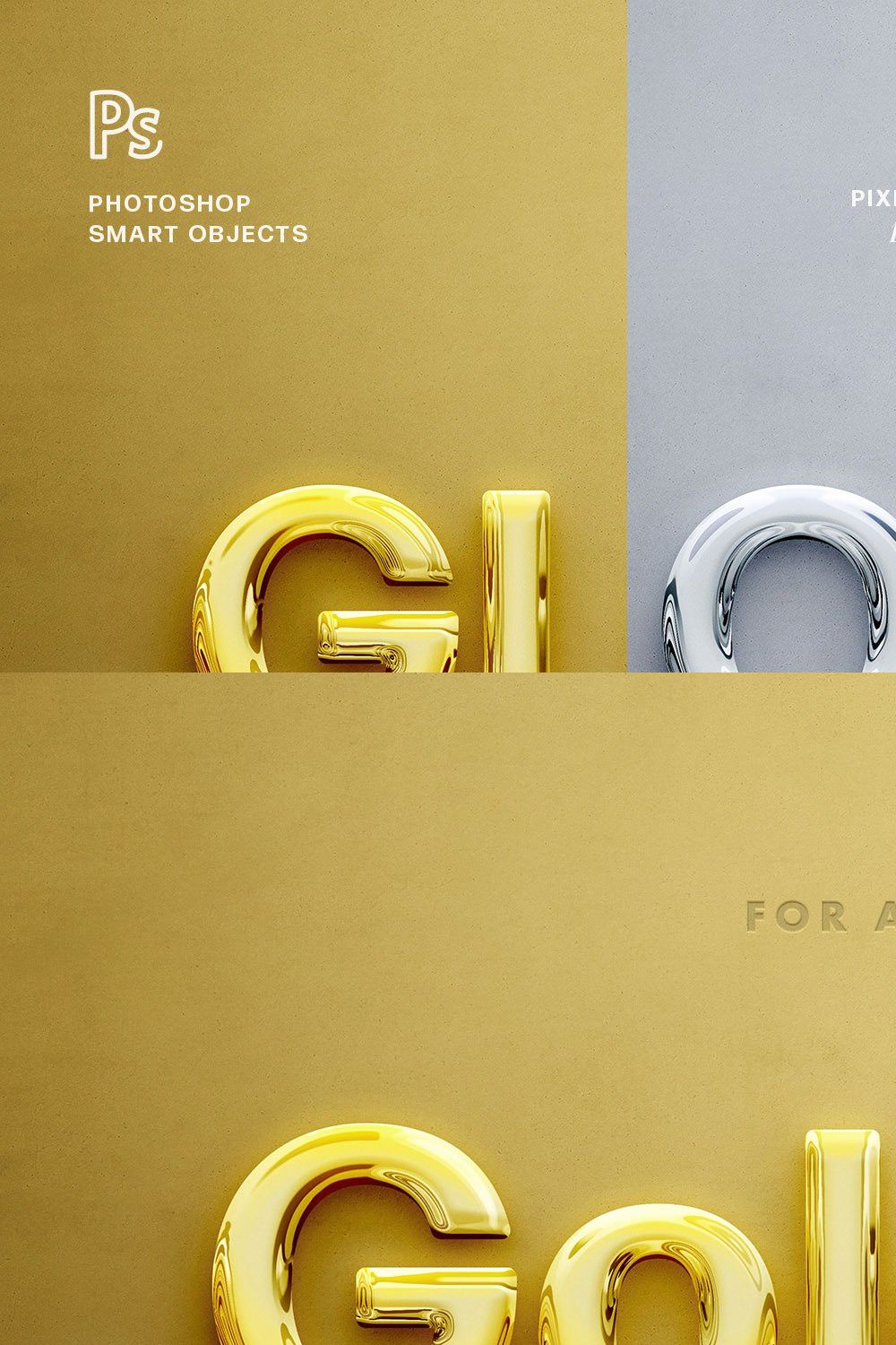 Glossy 3D Text Effects pinterest preview image.