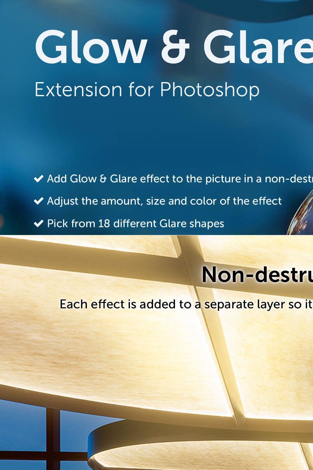 Glow & Glare - Photoshop Extension pinterest preview image.