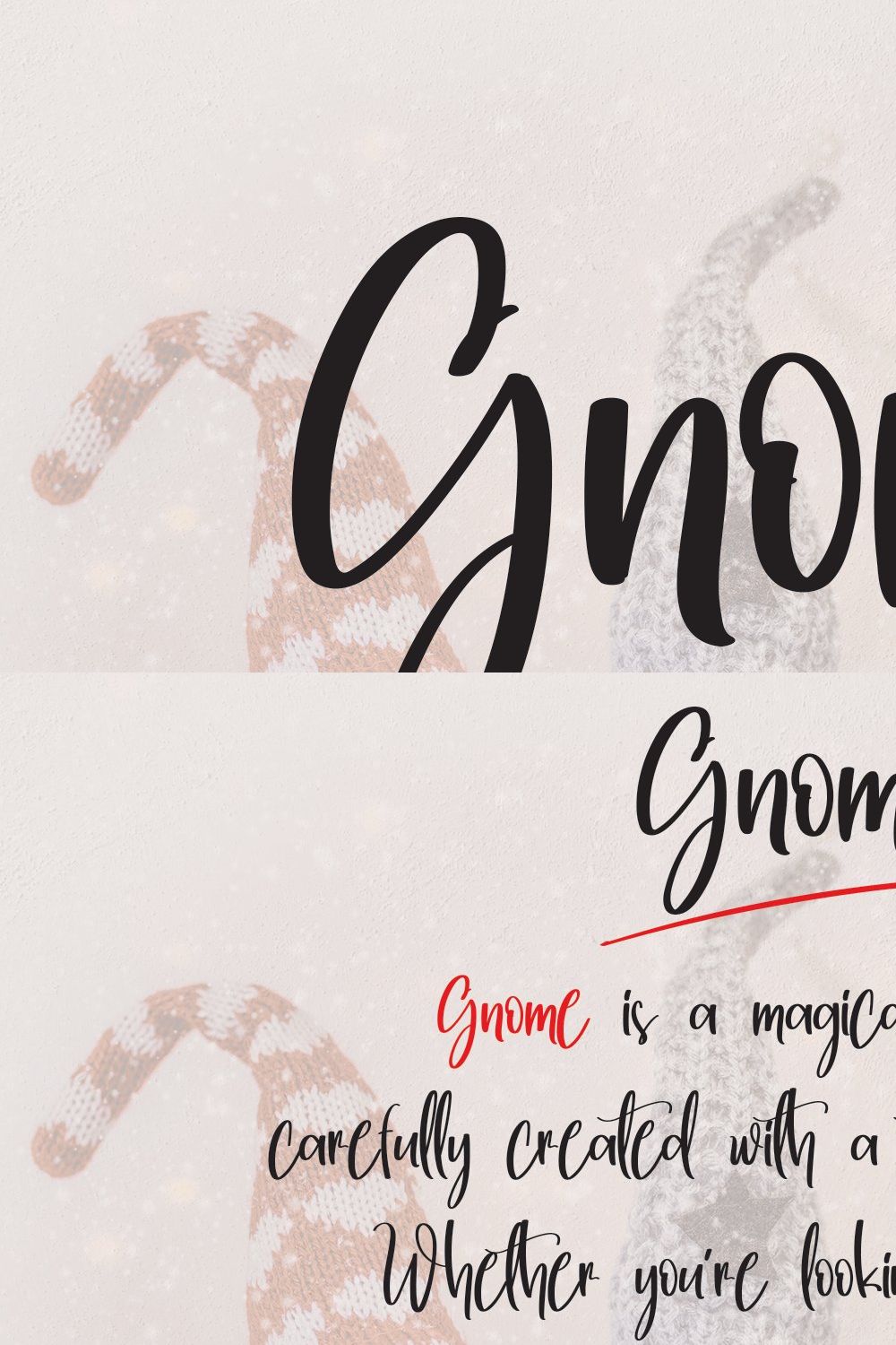 Gnome | Script font pinterest preview image.