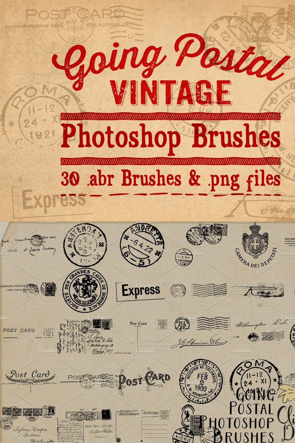 Going Postal Vintage PS Brushes pinterest preview image.