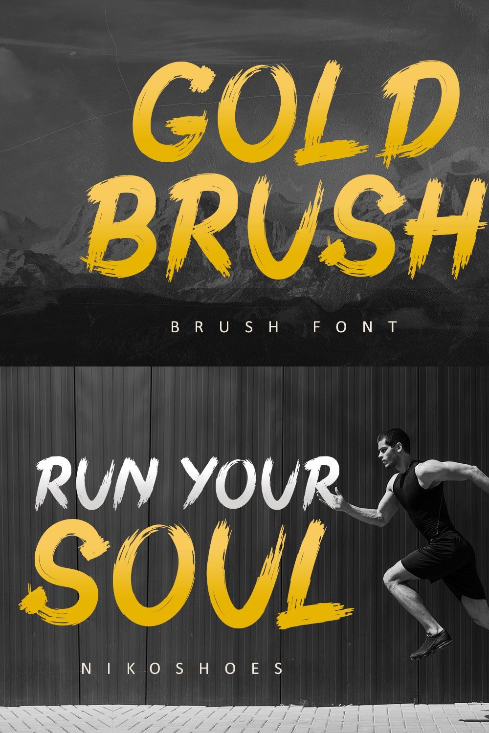 Gold Brush Font pinterest preview image.