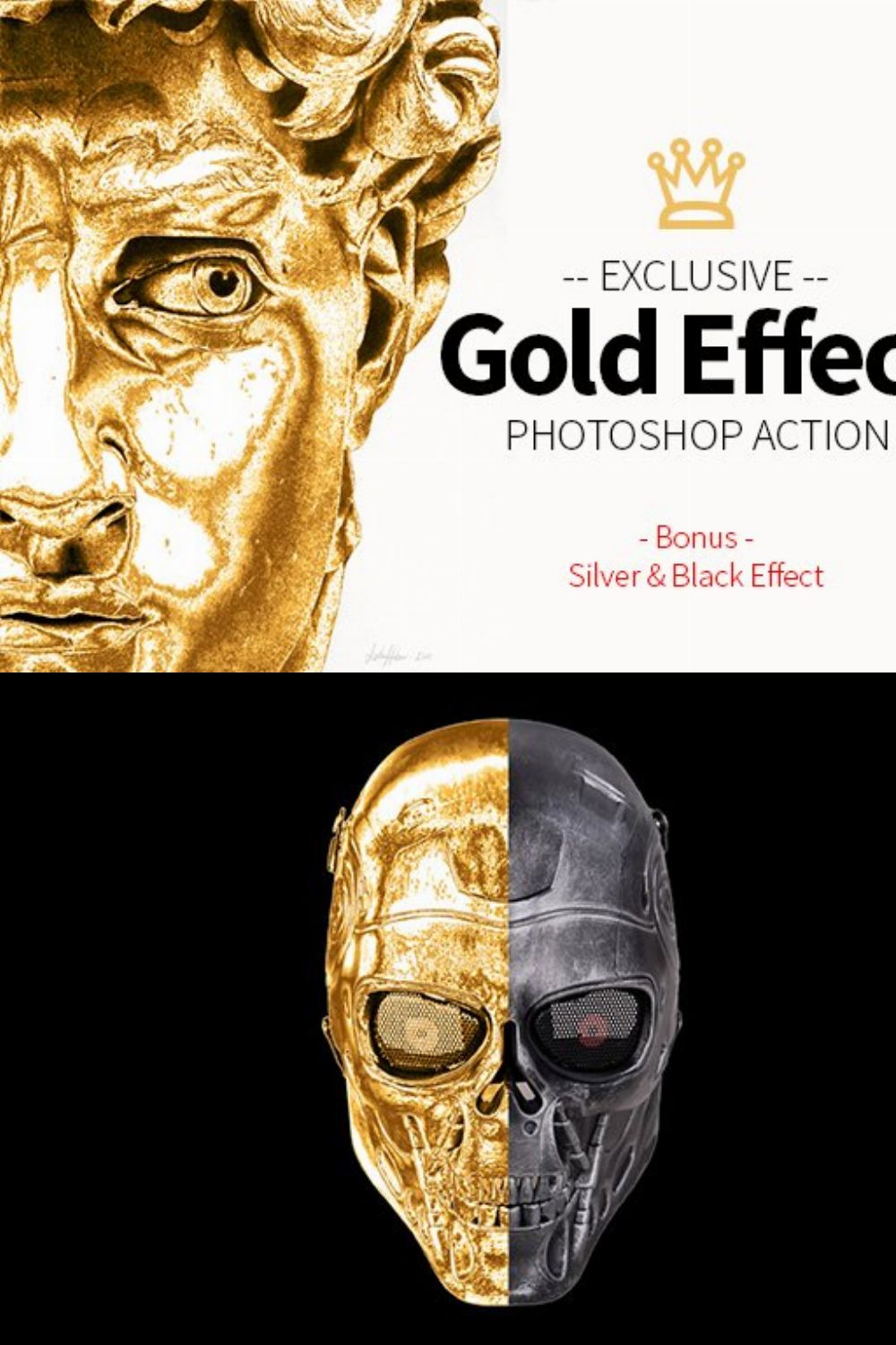 Gold Effect Photoshop Action pinterest preview image.