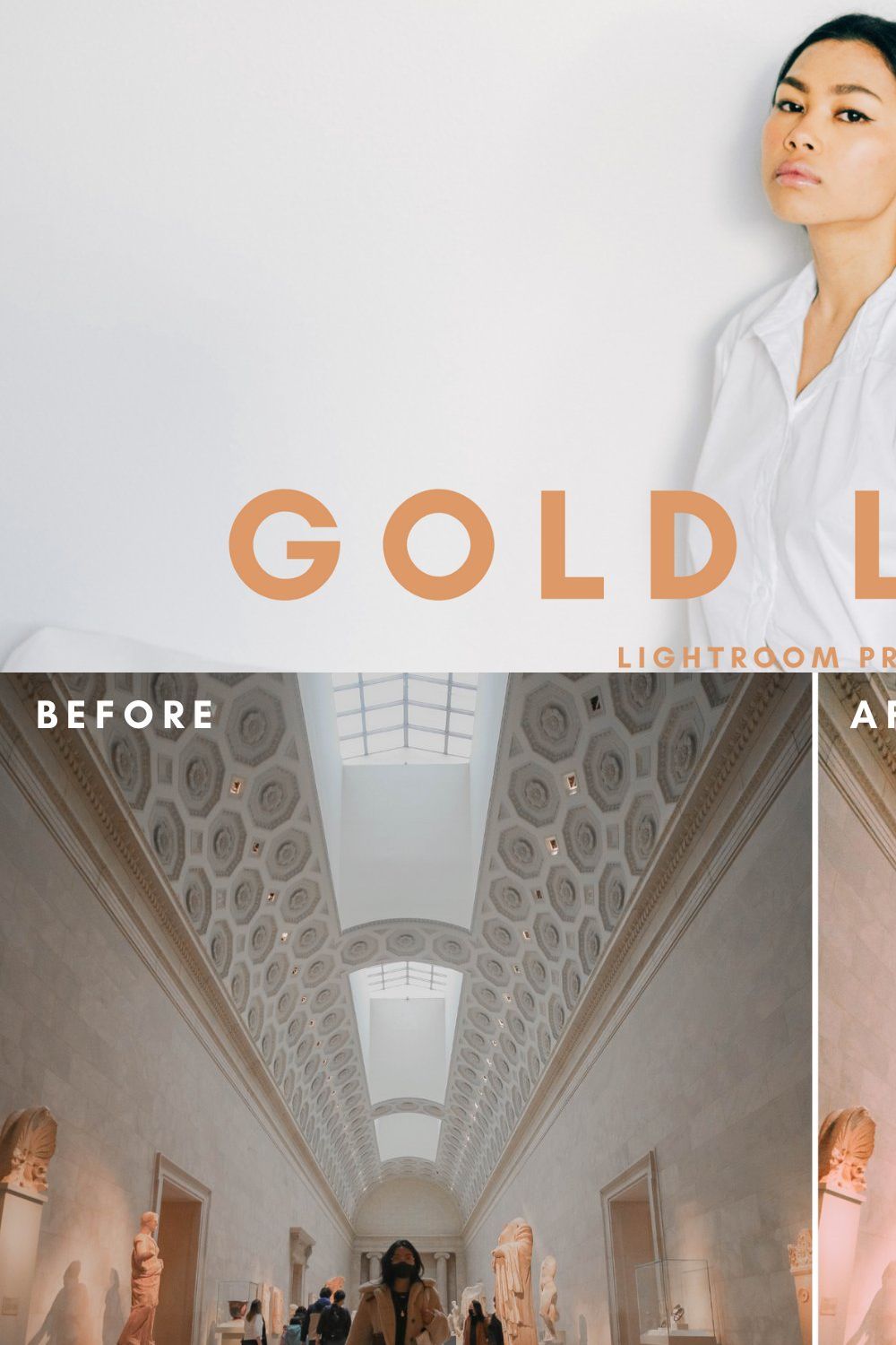 Gold Light Lightroom Presets pinterest preview image.