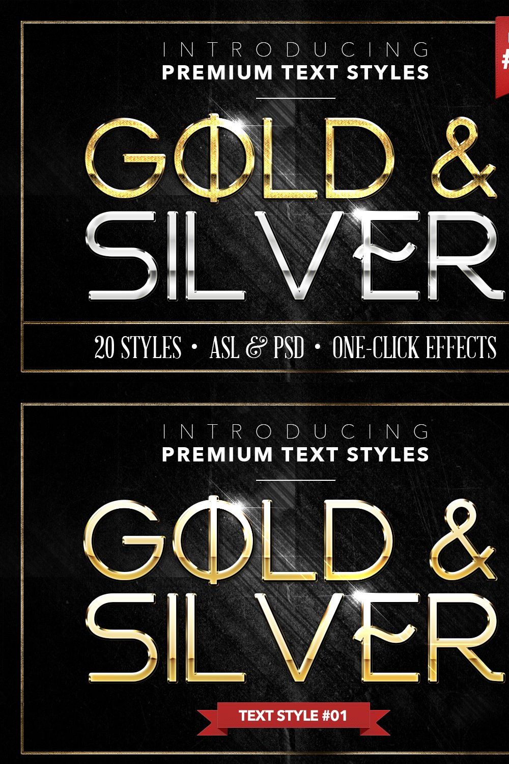 Gold & Silver #4 - 20 Text Styles pinterest preview image.