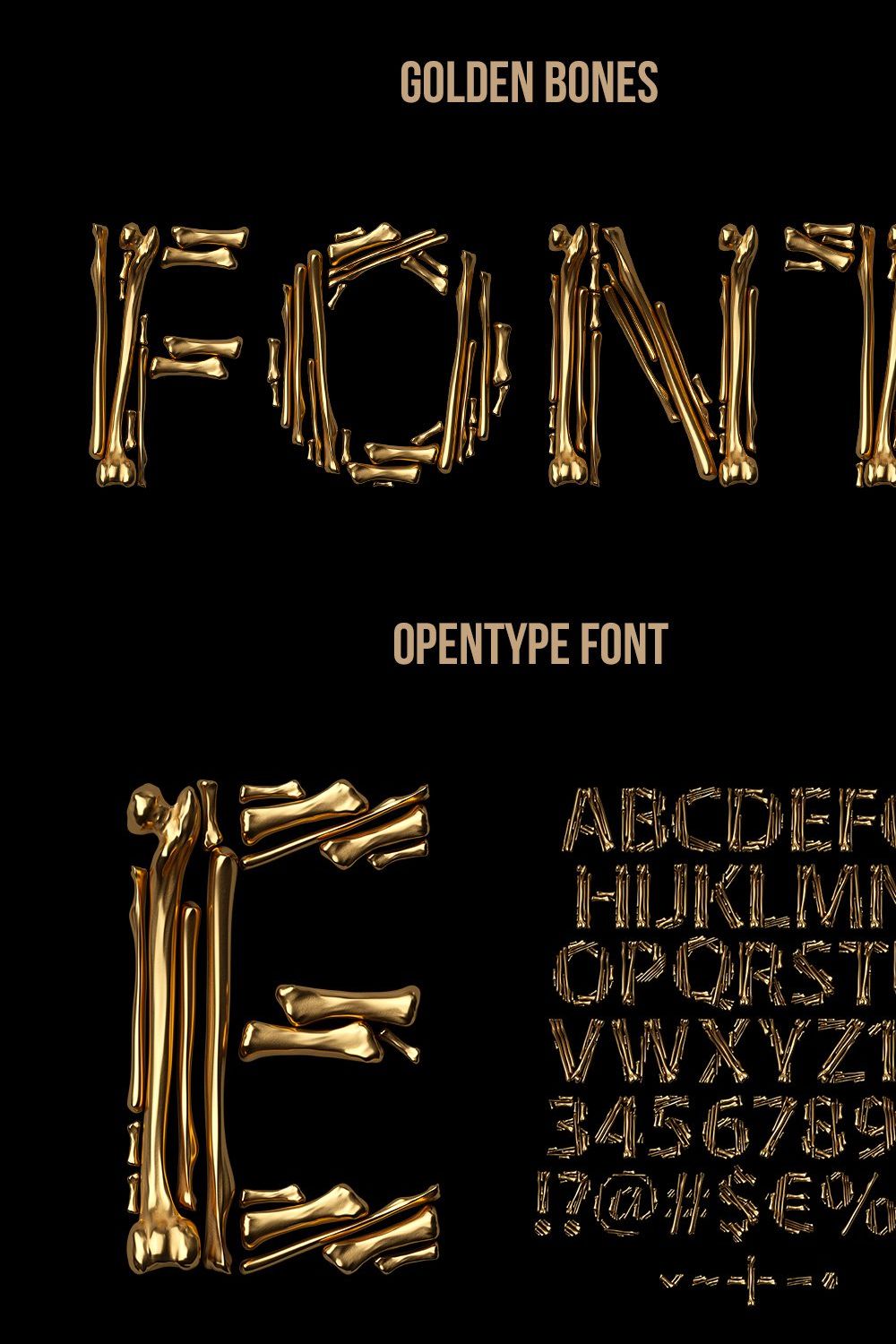 Golden Bones Font pinterest preview image.