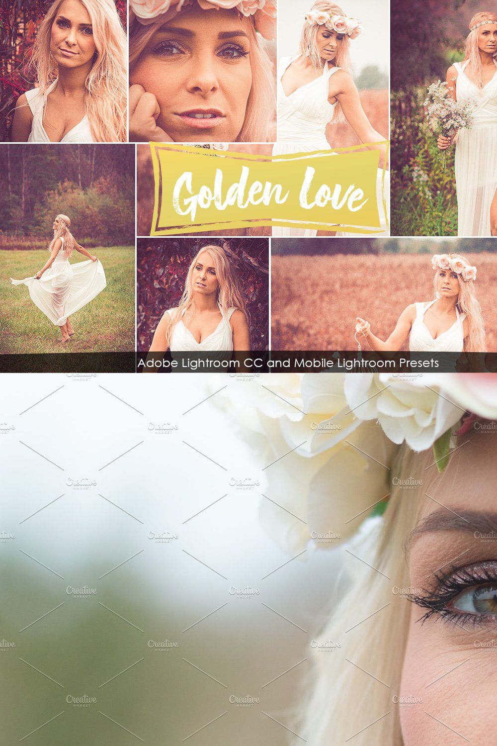 Golden Love Lightrom CC Presets pinterest preview image.