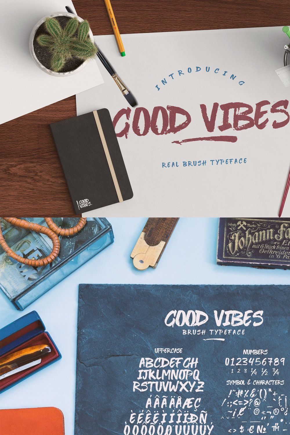 Good Vibes - Real Brush Typeface pinterest preview image.