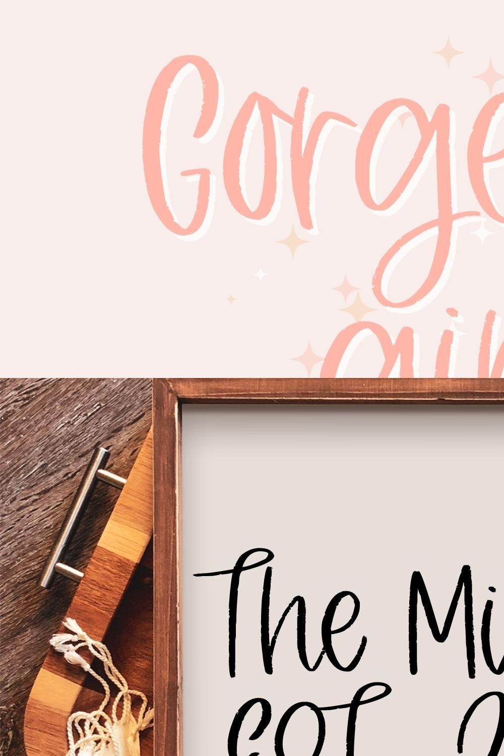 Gorgeous Girl, Cute Script Font pinterest preview image.