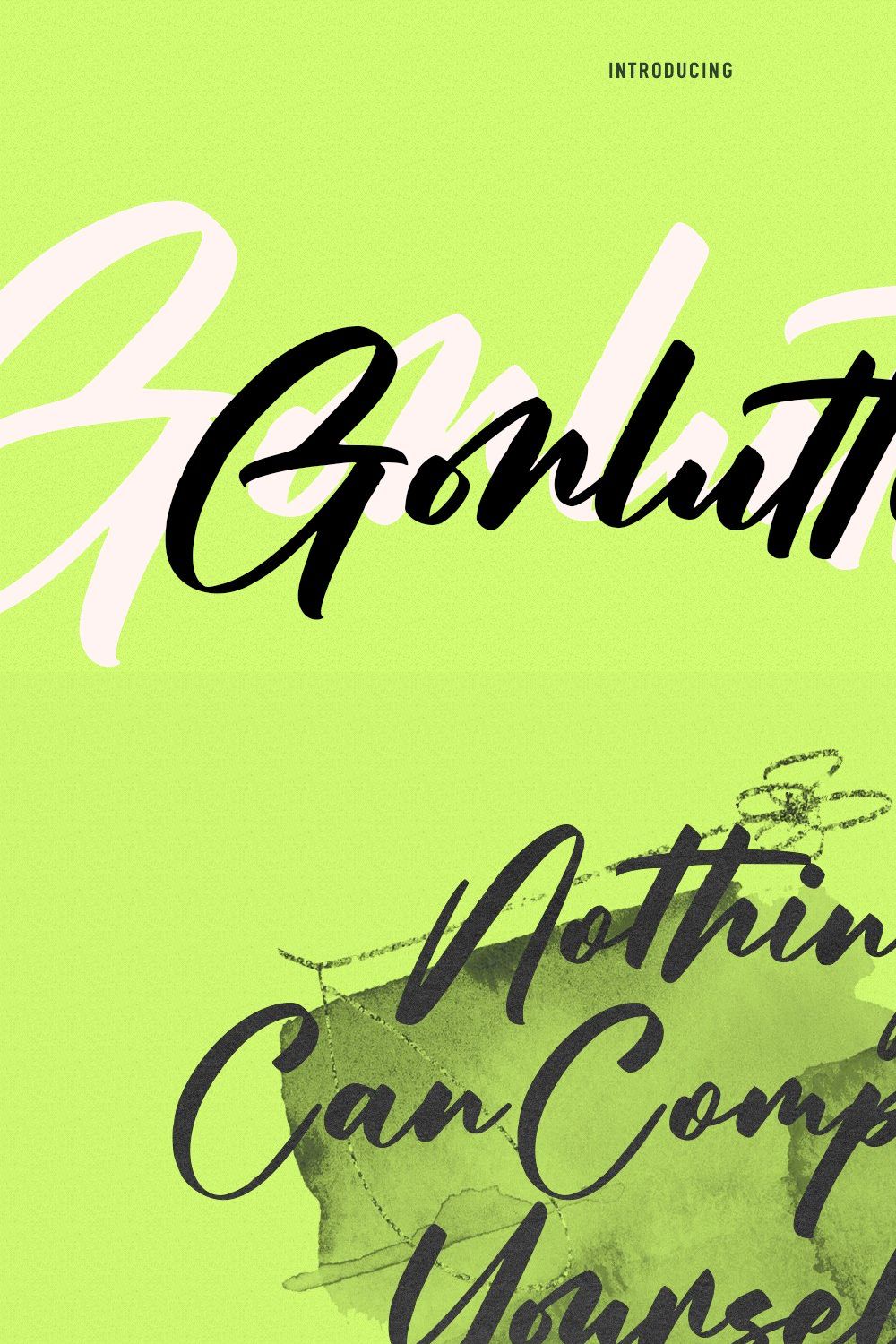 Gorluttish Script Font pinterest preview image.