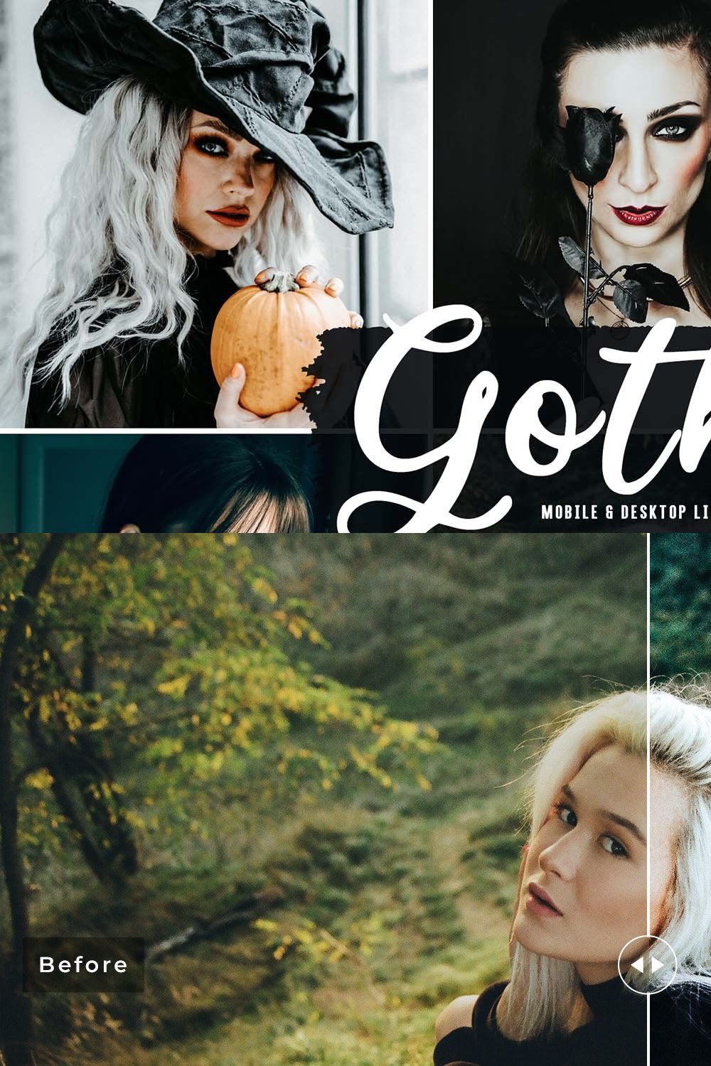 Gothic Pro Lightroom Presets pinterest preview image.