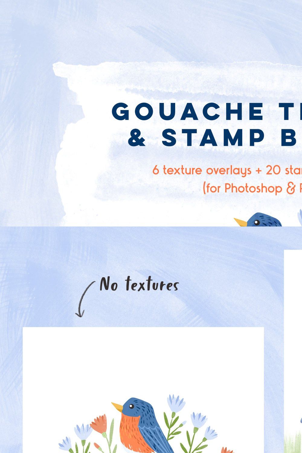 Gouache Textures + Stamp Brushes pinterest preview image.