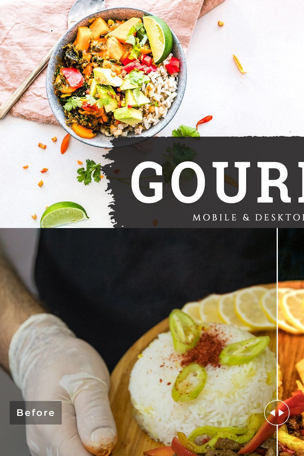 Gourmet Pro Lightroom Presets pinterest preview image.