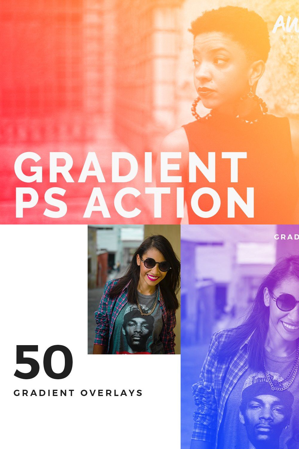 Gradient - Photoshop Action pinterest preview image.