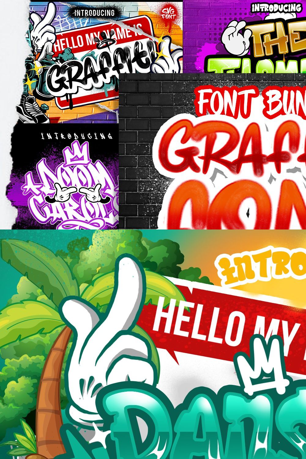 GRAFFITI FONT BUNDLE pinterest preview image.