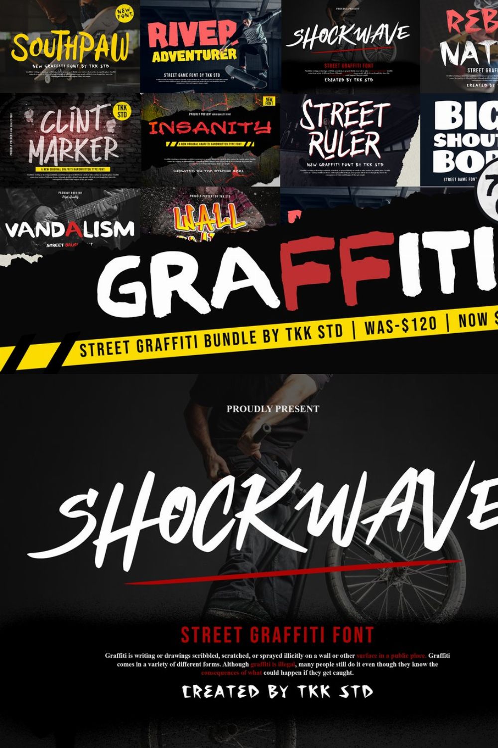 Graffiti Font Bundle - SALE pinterest preview image.