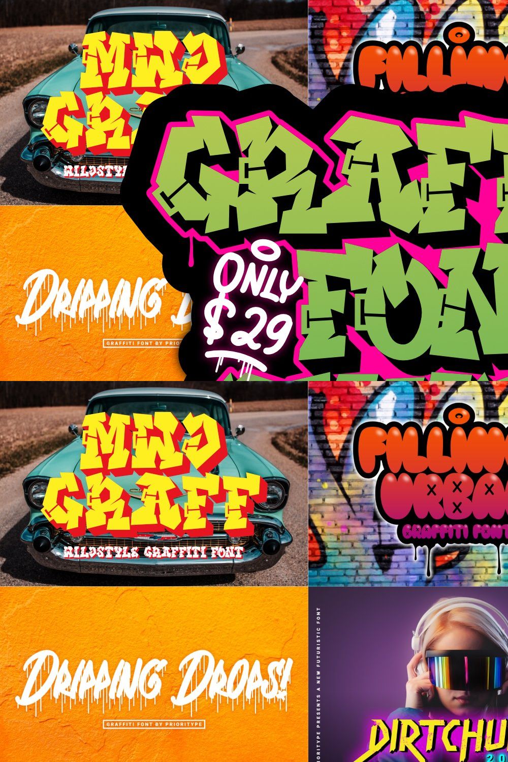 Graffiti Font Bundle - SALE! 90% OFF pinterest preview image.