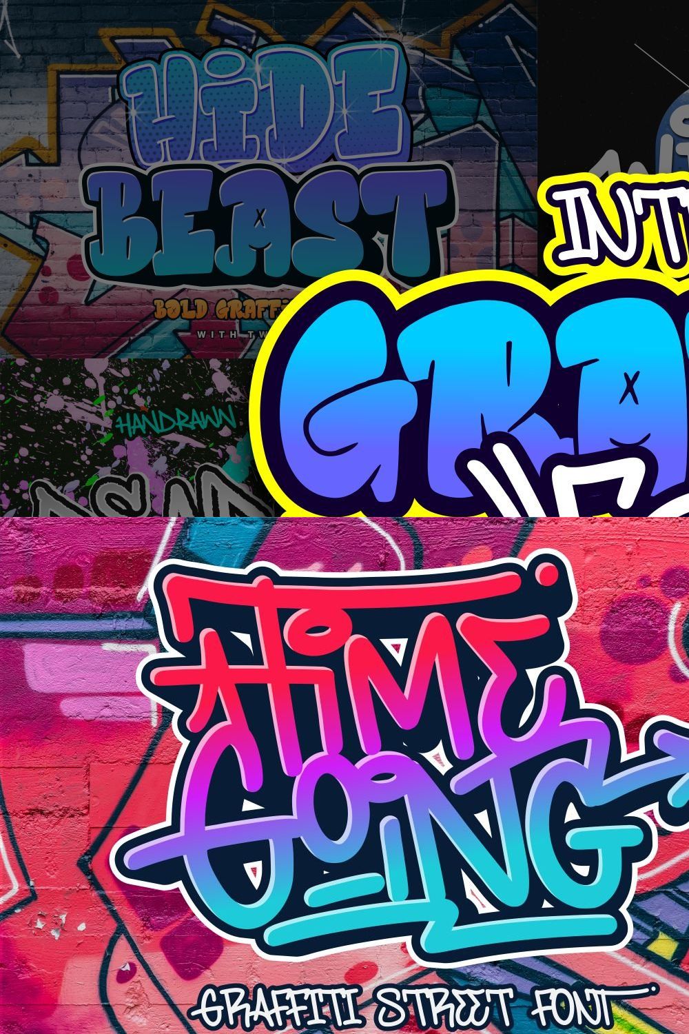 Graffiti Font Bundle Vol.1 pinterest preview image.