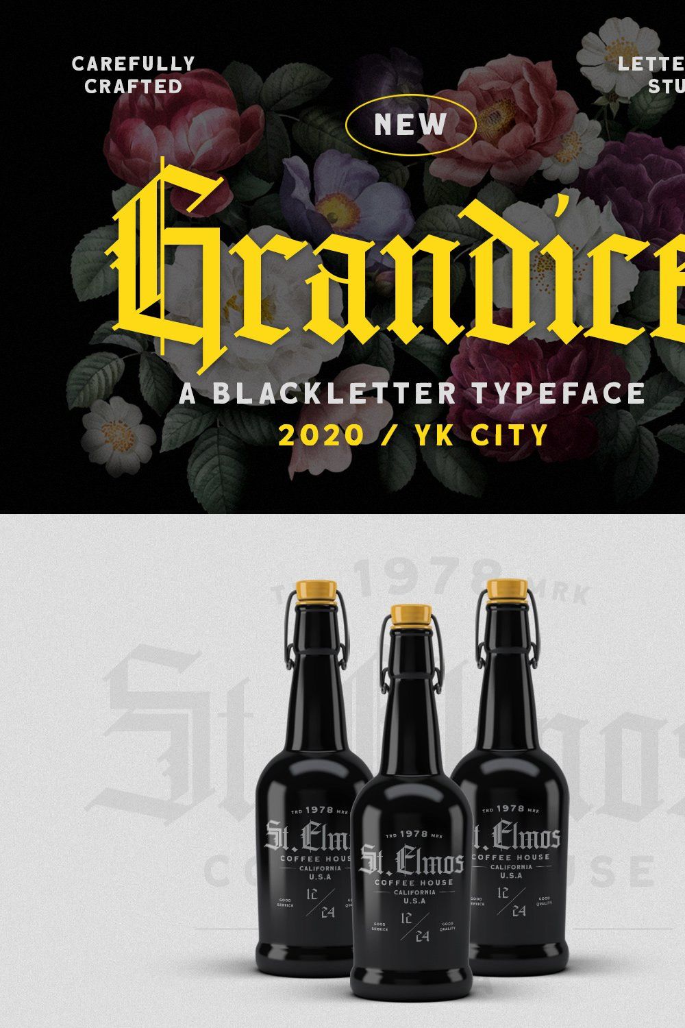 Grandice - Blackletter Typeface pinterest preview image.