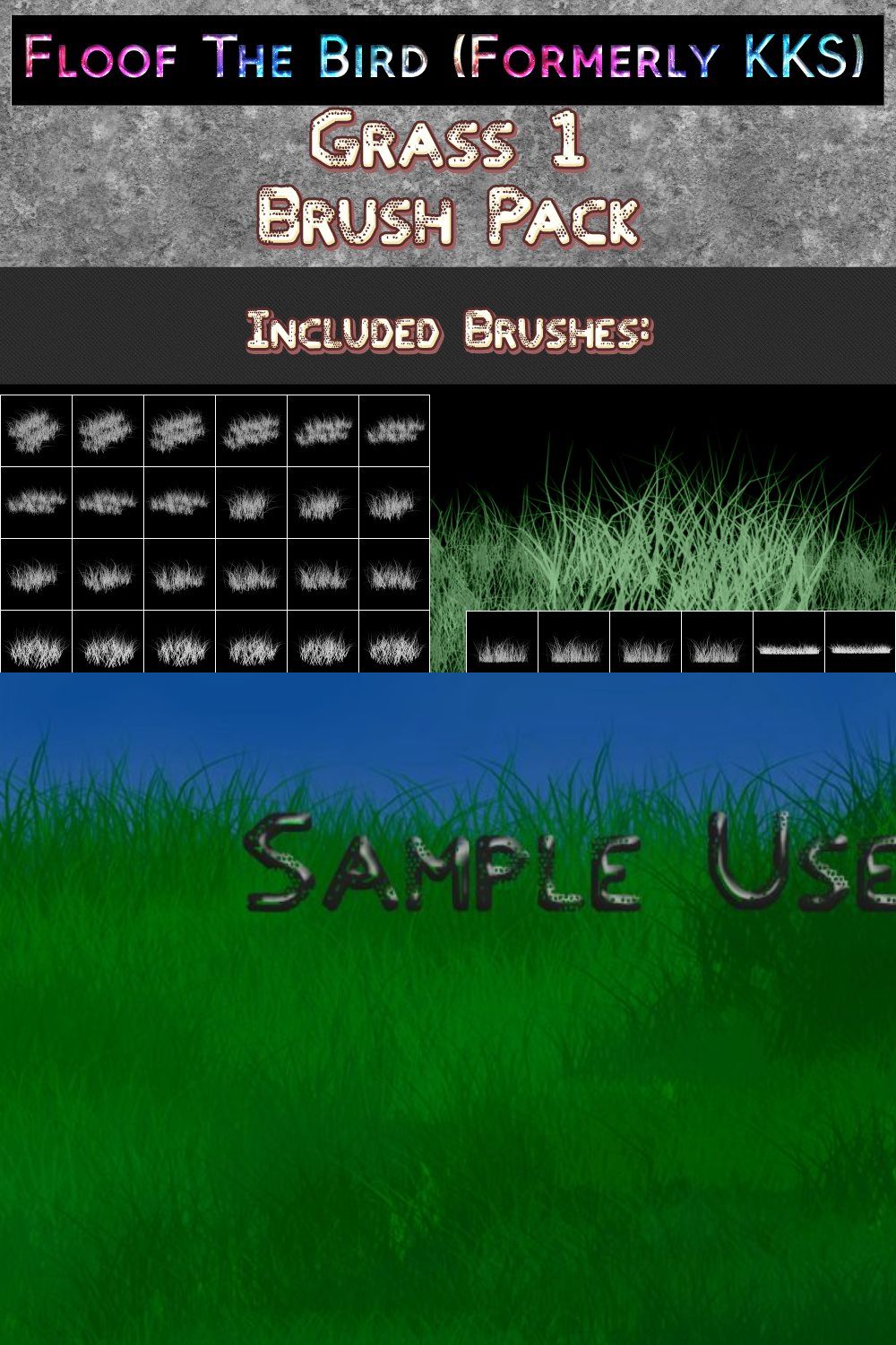Grass 1 brush set by FloofTheBird pinterest preview image.