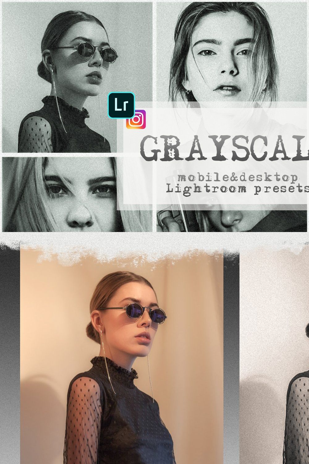 Grayscale Lightroom presets pinterest preview image.